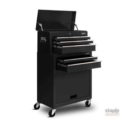 Giantz 7 Drawer Tool Box Cabinet Chest Trolley Toolbox Garage Storage Black - Tools > Tools Storage > Tool Cabinets