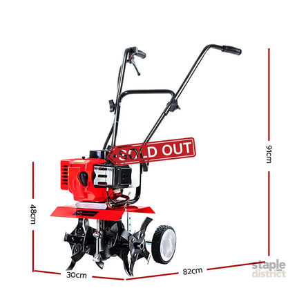 Giantz 72CC Tiller Garden Cultivator Rototiller 4 Blades Soil Plower Mini Rotary Hoe - Tools > Power Tools > Outdoor