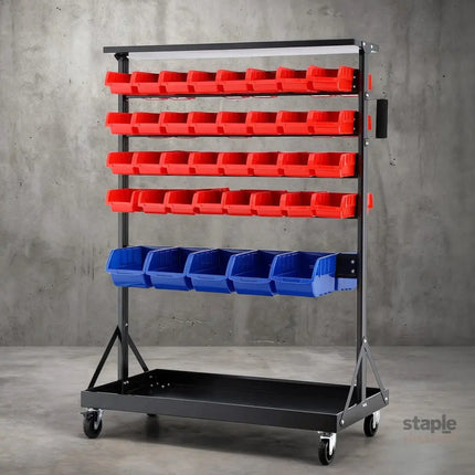 Giantz 74 Bins Storage Rack Double Sided Mobile Garage Workshop Tools Organizer - Tools > Tools Storage > Wall Storage