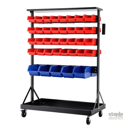 Giantz 74 Bins Storage Rack Double Sided Mobile Garage Workshop Tools Organizer - Tools > Tools Storage > Wall Storage