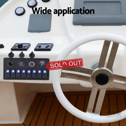 Giantz 8 Gang 12V Switch Panel For Car Boat Marine USB ON-OFF LED Rocker Toggle - Baby & Kids > Ride On Cars Go-karts &