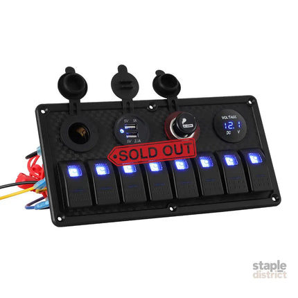 Giantz 8 Gang 12V Switch Panel For Car Boat Marine USB ON-OFF LED Rocker Toggle - Baby & Kids > Ride On Cars Go-karts &