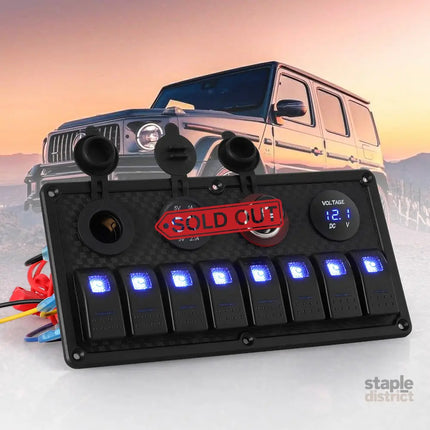 Giantz 8 Gang 12V Switch Panel For Car Boat Marine USB ON-OFF LED Rocker Toggle - Baby & Kids > Ride On Cars Go-karts &