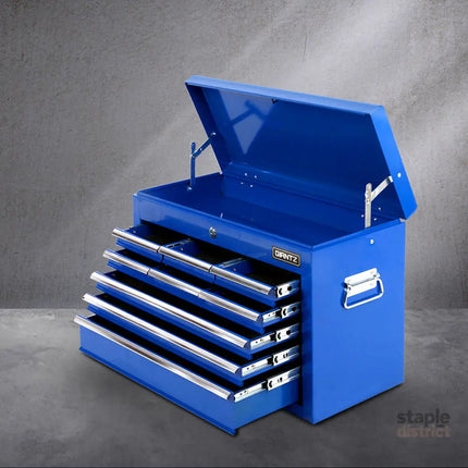 Giantz 9 Drawer Tool Box Cabinet Chest Toolbox Storage Garage Organiser Blue - Tools > Tools Storage > Tool Cabinets