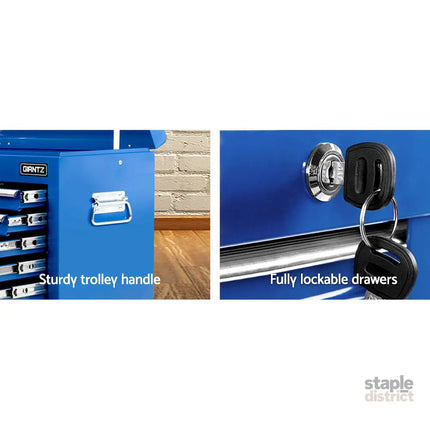 Giantz 9 Drawer Tool Box Cabinet Chest Toolbox Storage Garage Organiser Blue - Tools > Tools Storage > Tool Cabinets