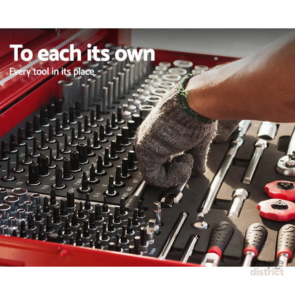 Giantz 9 Drawer Tool Box Cabinet Chest Toolbox Storage Garage Organiser Red - Tools > Tools Storage > Tool Cabinets