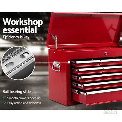 Giantz 9 Drawer Tool Box Cabinet Chest Toolbox Storage Garage Organiser Red - Tools > Tools Storage > Tool Cabinets