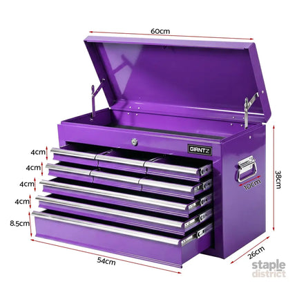 Giantz 9-Drawer Tool Cabinet Chest Toolbox Heavy Duty Garage Storage Organiser Purple - Tools > Tools Storage > Utility