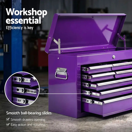 Giantz 9-Drawer Tool Cabinet Chest Toolbox Heavy Duty Garage Storage Organiser Purple - Tools > Tools Storage > Utility