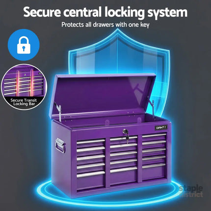 Giantz 9-Drawer Tool Cabinet Chest Toolbox Heavy Duty Garage Storage Organiser Purple - Tools > Tools Storage > Utility