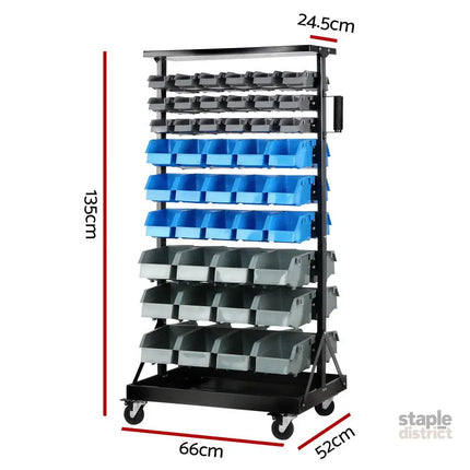 Giantz 90 Storage Bin Rack Stand Double-sided Wheels - Sports & Fitness > Bikes & Accessories > Bicycle Stands & Storage