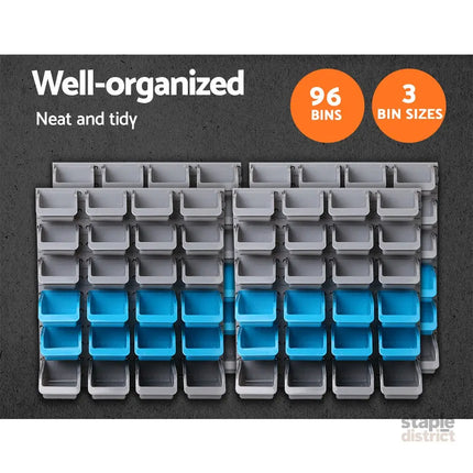 Giantz 96 Storage Bin Rack Wall Mounted - Tools > Tools Storage > Wall Storage Racks