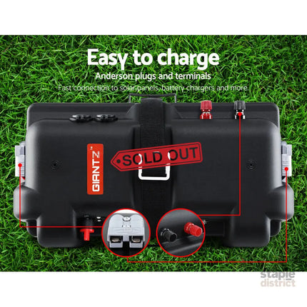 Giantz AGM Battery Box 12v XL Deep Cycle Portable Solar Caravan Camping - Outdoor Recreation > Camping > Batteries &