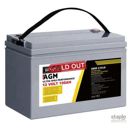 Giantz AGM Deep Cycle Battery 12V 100Ah Box Portable Solar Caravan Camping - Outdoor Recreation > Camping > Batteries &
