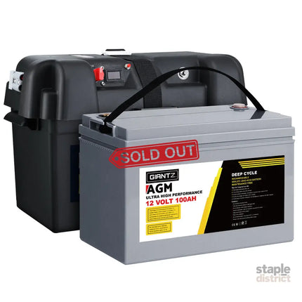 Giantz AGM Deep Cycle Battery 12V 100Ah Box Portable Solar Caravan Camping - Outdoor Recreation > Camping > Batteries &