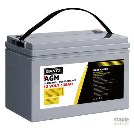 Giantz AGM Deep Cycle Battery 12V 135Ah Box Portable Solar Caravan Camping - Outdoor Recreation > Camping > Batteries &