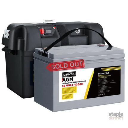 Giantz AGM Deep Cycle Battery 12V 135Ah Box Portable Solar Caravan Camping - Outdoor Recreation > Camping > Batteries &
