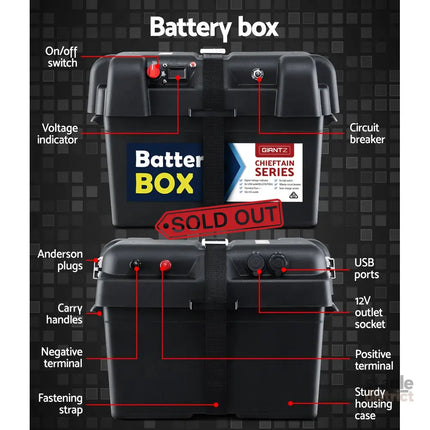 Giantz AGM Deep Cycle Battery 12V 140Ah Box Portable Solar Caravan Camping - Outdoor Recreation > Camping > Batteries &