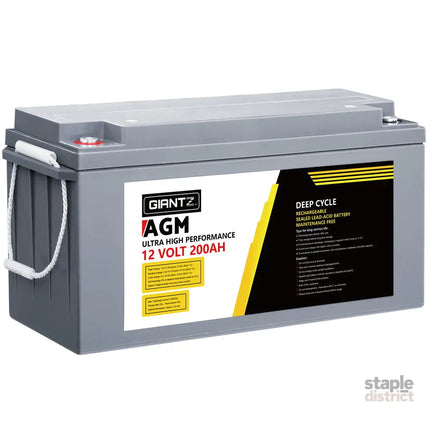 Giantz AGM Deep Cycle Battery 12V 200Ah Box Portable Solar Caravan Camping - Outdoor Recreation > Camping > Batteries &