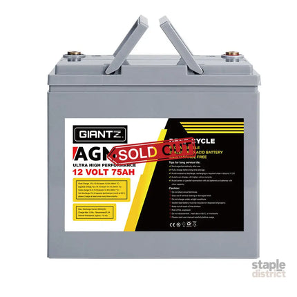 Giantz AGM Deep Cycle Battery 12V 75Ah x2 Box Portable Solar Caravan Camping - Outdoor Recreation > Camping > Batteries