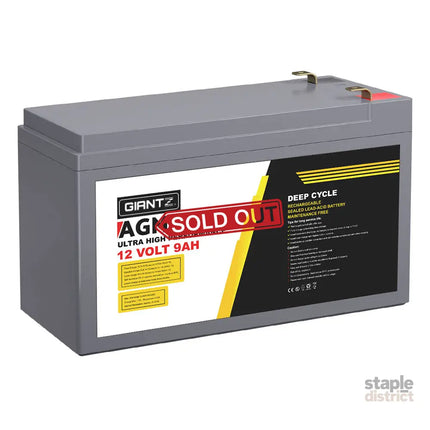 Giantz AGM Deep Cycle Battery 12V 9Ah Box Portable Solar Caravan Camping - Outdoor Recreation > Camping > Batteries &