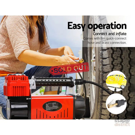 Giantz Air Compressor 12V 4x4 Tyre 320L/min Deflator Inflator Car Truck Portable - Tools > Air Compressor > Air