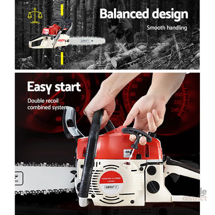 Giantz Chainsaw Petrol 45CC 18’’ Bar Commercial E-Start Pruning Chain Saw - Tools > Power Tools > Chainsaws