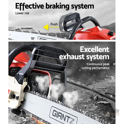 Giantz Chainsaw Petrol 45CC 18’’ Bar Commercial E-Start Pruning Chain Saw - Tools > Power Tools > Chainsaws