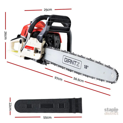 Giantz Chainsaw Petrol 45CC 18’’ Bar Commercial E-Start Pruning Chain Saw - Tools > Power Tools > Chainsaws