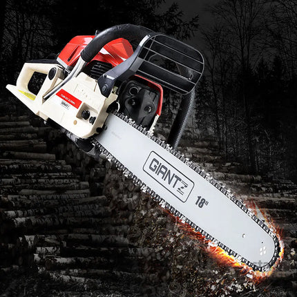 Giantz Chainsaw Petrol 45CC 18’’ Bar Commercial E-Start Pruning Chain Saw - Tools > Power Tools > Chainsaws
