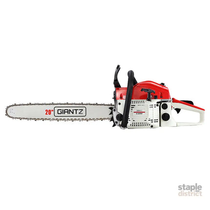 Giantz Chainsaw Petrol 58CC 20’’ Bar Commercial E-Start Pruning Chain Saw White - Tools > Power Tools > Chainsaws