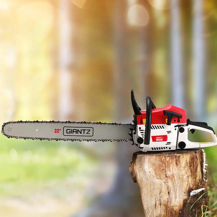 Giantz Chainsaw Petrol 62CC 22’’ Bar Commercial E-Start Pruning Chain Saw - Tools > Power Tools > Chainsaws