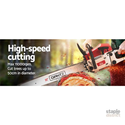 Giantz Chainsaw Petrol 62CC 22’’ Bar Commercial E-Start Pruning Chain Saw - Tools > Power Tools > Chainsaws