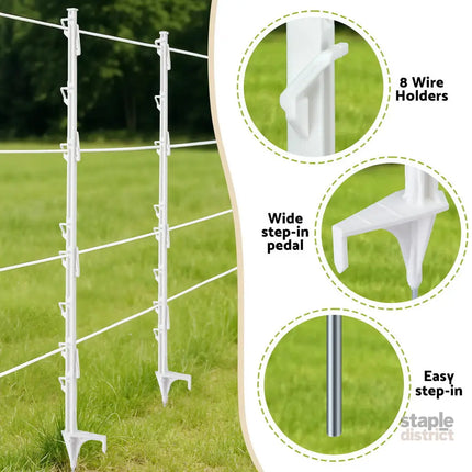 Giantz Electric Fence Posts 20pcs Electric Fence Poly White - Pet Care > Farm Supplies > Fencing