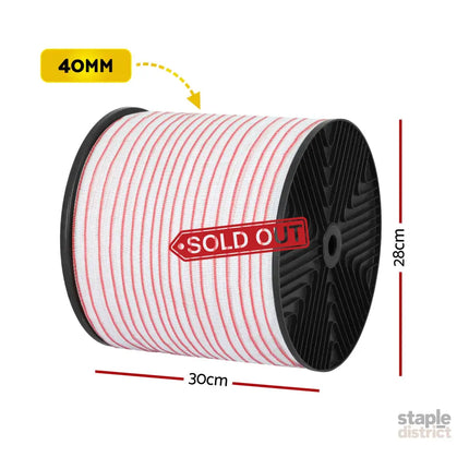 Giantz Electric Fence Tape Polytape 400M Electric Fence Wire Red White - Pet Care > Farm Supplies > Fencing