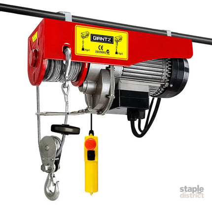 Giantz Electric Hoist Winch 300/600KG Cable 18M Rope Tool Remote Chain Lifting - Auto Accessories > Auto Accessories