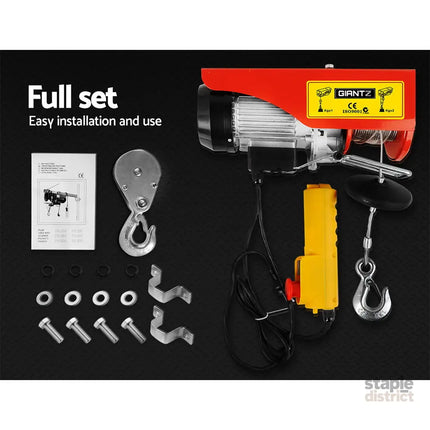 Giantz Electric Hoist Winch 300/600KG Cable 18M Rope Tool Remote Chain Lifting - Auto Accessories > Auto Accessories