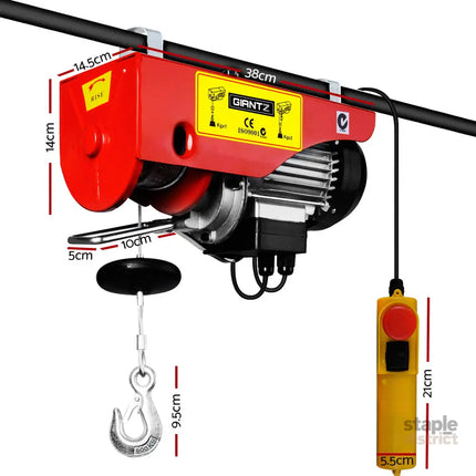 Giantz Electric Hoist Winch 300/600KG Cable 18M Rope Tool Remote Chain Lifting - Auto Accessories > Auto Accessories