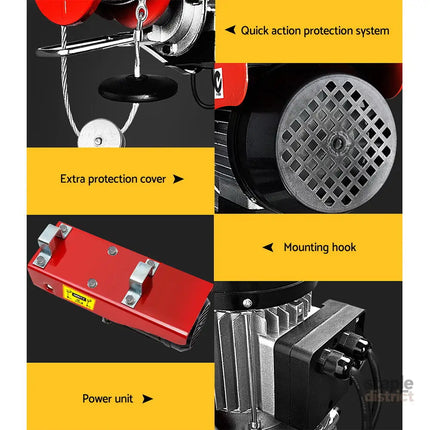 Giantz Electric Hoist Winch 300/600KG Cable 18M Rope Tool Remote Chain Lifting - Auto Accessories > Auto Accessories