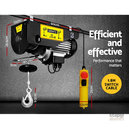 Giantz Electric Hoist Winch 500/1000KG Cable 20M Rope Tool Remote Chain Lifting - Auto Accessories > Auto Accessories