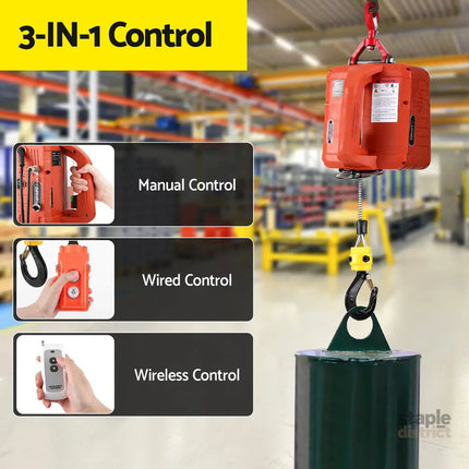 Giantz Electric Hoist Winch 500KG Wired/Wireless Remote Control - Auto Accessories > Auto Accessories Others >