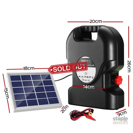 Giantz Fence Energiser 15KM Solar Powered 0.8J Electric - Pet Care > Farm Supplies > Fencing