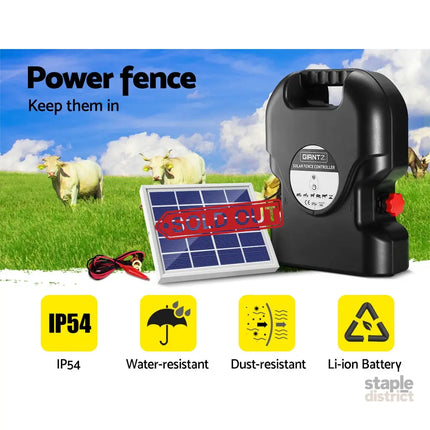 Giantz Fence Energiser 15KM Solar Powered 0.8J Electric - Pet Care > Farm Supplies > Fencing