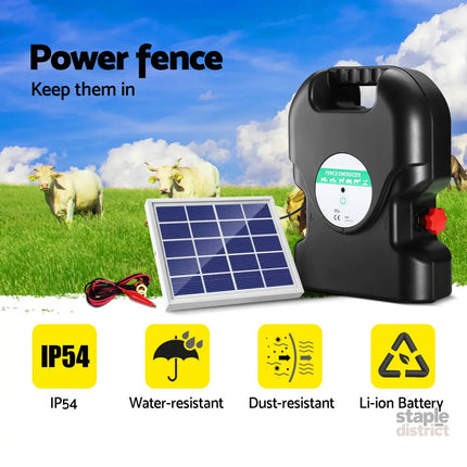 Giantz Fence Energiser 20KM Solar Powered 1.2J Electric - Pet Care > Farm Supplies > Fencing