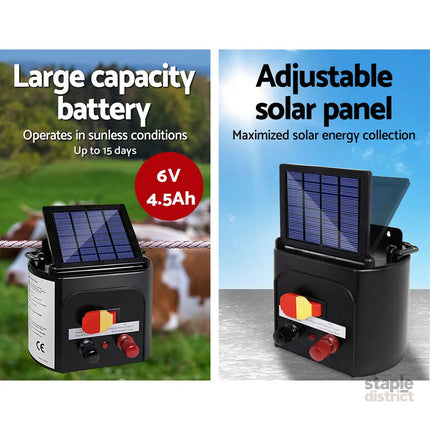 Giantz Fence Energiser 3KM Solar Powered 0.1J Electric Fencing Charger - Pet Care > Farm Supplies > Fencing