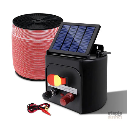 Giantz Fence Energiser 3KM Solar Powered Electric 1200M Poly Tape - Pet Care > Farm Supplies > Fencing