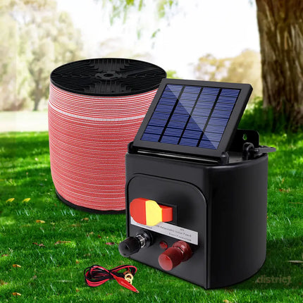 Giantz Fence Energiser 3KM Solar Powered Electric 2000M Poly Tape - Pet Care > Farm Supplies > Fencing