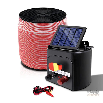 Giantz Fence Energiser 3KM Solar Powered Electric 2000M Poly Tape - Pet Care > Farm Supplies > Fencing