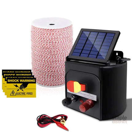 Giantz Fence Energiser 3KM Solar Powered Electric 2KM Poly Wire - Pet Care > Farm Supplies > Fencing