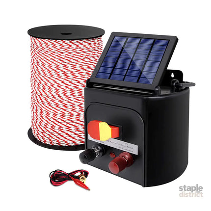 Giantz Fence Energiser 3KM Solar Powered Electric 500M Poly Rope - Pet Care > Farm Supplies > Fencing